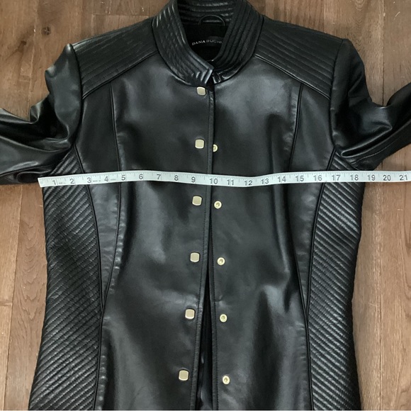Dana Buchman Leather Gold Square Button Jacket - Picture 7 of 16